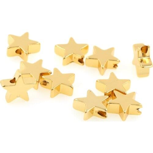 10PCS Gold Copper Five Star Connector Charms Brass Small Hole Beads For Bracelet Necklace DIY Jewelry Making
