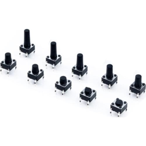 1000PCS 6X6X5/4.3/6/7/8/9/10/11/12MM Tact Switch Push Button Switch 12V 4PIN DIP Micro Switch For TV/Toys/home use Button