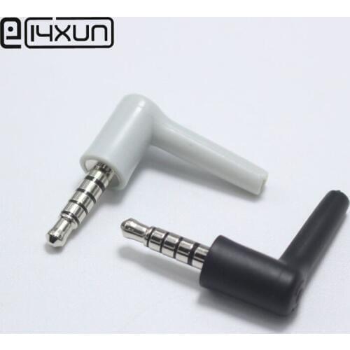 2pcs 3.5mm Stereo Headset Plug 5 pole Right Angle 3.5 Audio Plugs Adaptor Connector for Earphone Maintenance ect White Black
