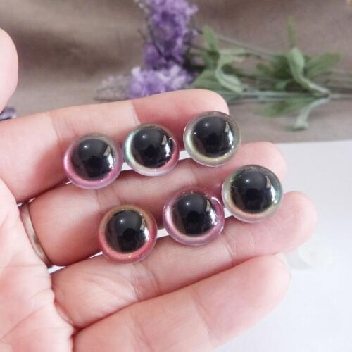 20pcs/lot new design 13mm round clear safety toy eyes +glitter rainbow fabric+hard washer for diy doll findings--mixed color