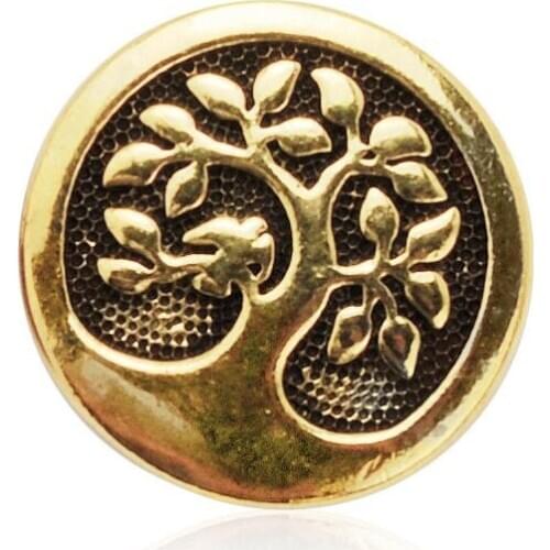 6mm Antique Gold plated DIY lively bird on the tree pattern button charms, 20pcs round metal fastener buckles charms-10019707