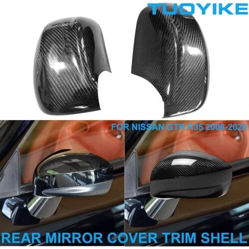 LHD RHD Car Styling Real Carbon Fiber Rearview Rear View Side Mirror Cover Trim Shell Sticker For Nissan GTR R35 2008-2020