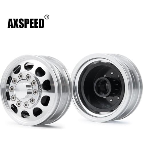 AXSPEED Metal Beadlock Axle Bearing Brake Type Front Wheel Rims Hubs for Tamiya 1/14 RC Tow Trailer Tractor Truck Upgrade Parts