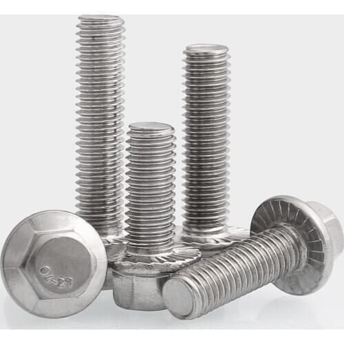 10 M8 A2-70 304 stainless steel GB5787 hexagon head bolts with serrated flange cap screws hexagon washer head bolts