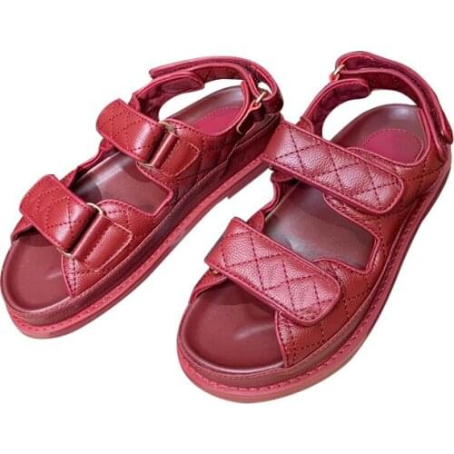 Chare French original new slippers womens sandals printing, rubber bottom non slip inner leather luxury counter packing