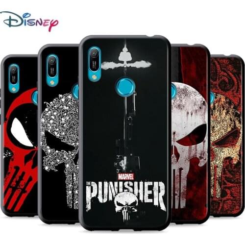 Black Soft Marvel Punisher Skull For Huawei P Smart 2021 2020 Z S Mate 40 RS 30 20 20X 10 Pro Plus Lite 2019 Phone Case
