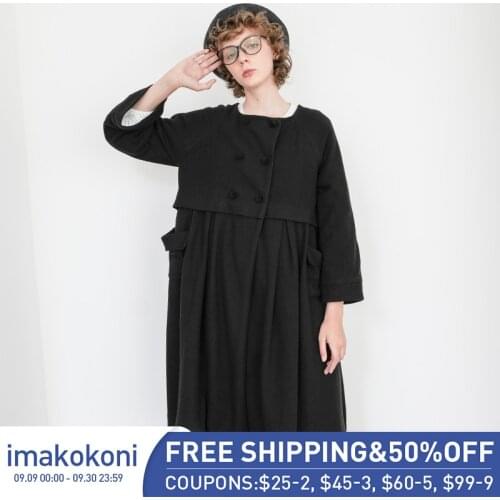 Imakokoni black dress original design wild loose mid-length female autumn new style 182448