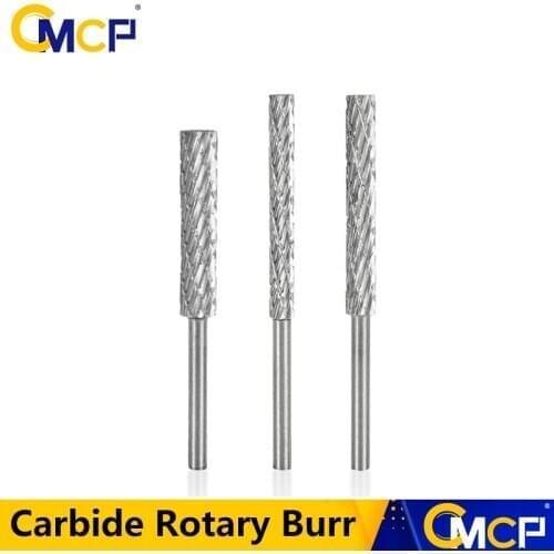 CMCP High Speed Steel Rotary File 3mm 4mm 5mm 6mm Double Cut Rotary Burr Drill Bit 3mm Shank Grinding Head Engraving Cutter