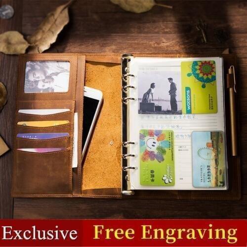 Diary Travel Journal Planner Craft Vintage Genuine Leather Notebook A5 A6 A7 Recycling Rind Binder Sketchbook For Travel spiral