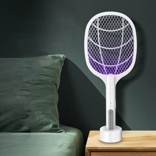 Electric Insect Fly Swatter Indoor Anti Mosquito Repellent 2in1 USB Rechargeabl Catcher Bug Zapper Racket Killer Flies Trap Lamp
