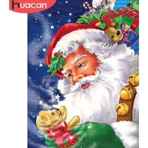 HUACAN Full Square/Round Diamond Painting Santa Claus 5D DIY Diamond Embroidery Christmas Gift Mosaic Portrait Home Decor