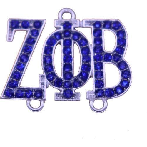 Hot Popular Greece life College Sorority Blue Crystal Zeta Phi Beta Pendant Charms For Necklaces Bracelets Making DIY
