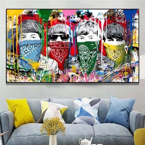 Masked Boy Street Graffiti Modern Painting Poster Printmaking HD Pictures Printed on Canvas Used for Room Home Decor Wall Art