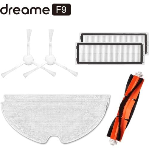 7 Pack Dreame F9 Robot Vacuum Cleaner Spare Parts Pack Kits Side Roller HEPA Filter Main brush Mop Cloths Dry Wet Mopping