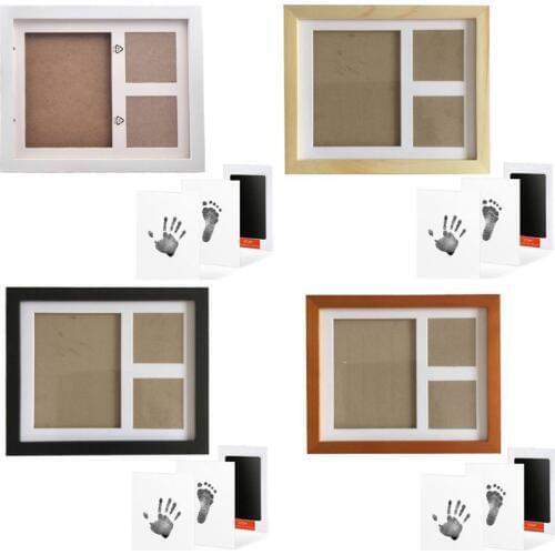 Baby Footprint Kit Handprint Picture Frame with Safe and Non-Toxic Ink Pad Perfect Newborn Keepsakes Girls Boys Shower Gift