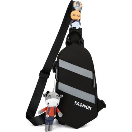 Large Capacity Multifunction Mens Chest Bag Waterproof Oxford USB Charging Shoulder Bag Unisex Casual Bag With Reflective Tape