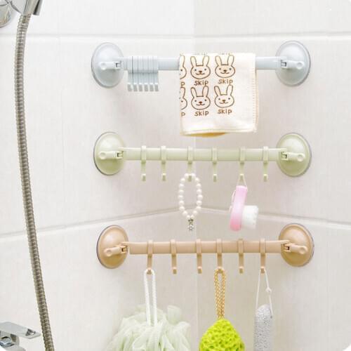 Wall Vacuum Rack Suction Cup 6 Hooks Towel Bathroom Kitchen Holder Sucker Hanger Storage Bath Hanger Hooks TXTB1