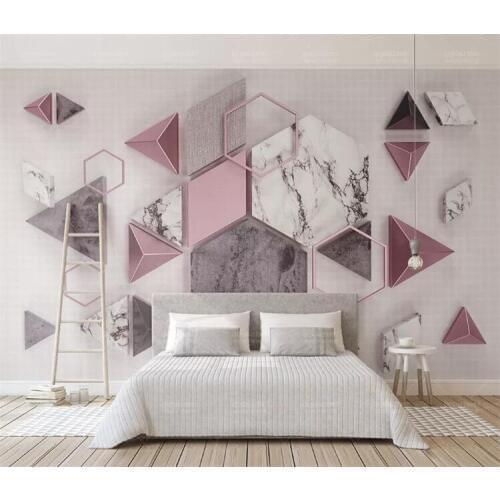 New fashion personality wallpaper 3d hexagonal mosaic modern minimalist geometric TV background wall papers home decor