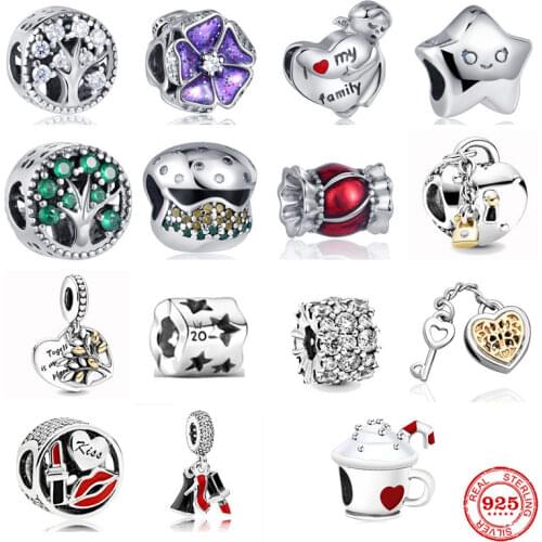 New Lipstick Handbag Star Heart Lock Candy Cake Charm Beads Fit Original Pandora Bracelet Silver 925 DIY Women Jewelry Making
