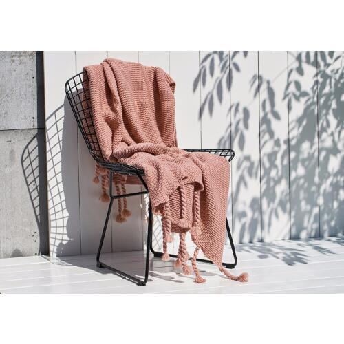 New Nordic Style Office Casual Pink Knitted Blankets Tassel Throw for Sofa Bed Cover Plaids Shawl Bedpread Home Decoration