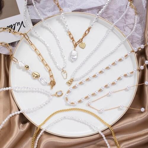 KISS WIFE New Trendy Pearl Necklace For Women White Imitation Irregular Pearl Pendant Necklaces Elegant Jewelry Party Gifts