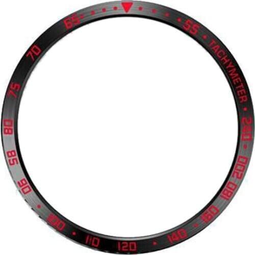 Bezel for Samsung Galaxy Watch Case Gear S3 Frontier/Classic Sport Adhesive Cover Band Strap Accessories (Black + Red 46Mm)