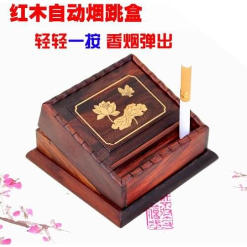 Wholesale wood crafts wood mahogany rosewood smoking cigarette smoke bomb smoke automatically jump box