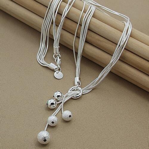 High Quality 925 Sterling Silver Necklace Fashion Jewelry Round Ball Snake Chain Necklace 2019 New