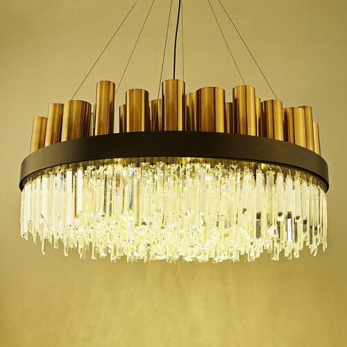 Post Modern Luxury Gold Led Pendant Light Lustre K9 Crystal Pendant Lamp Led Luminarias Hanging Lamp Foyer Suspend Lamp Fixtures