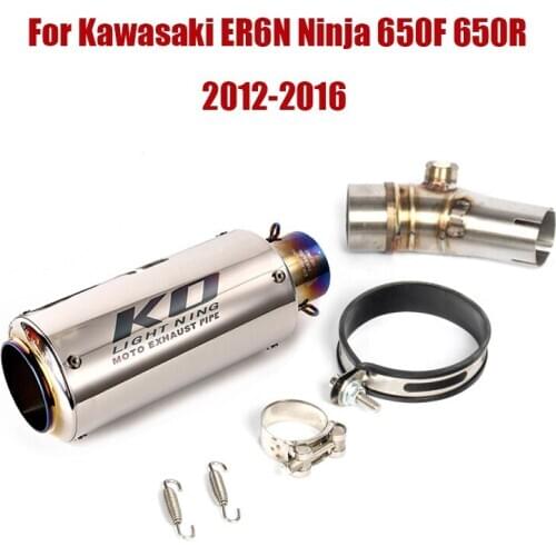 Slip On Exhaust System 51mm Muffler Pipe Modified Connect Middle Pipe Link Tube For Kawasaki ER-6N Ninja 650F 650R 2012-2016
