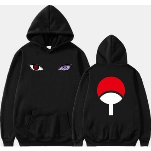 2019 Japanese Style Anime Hoodies Naruto Uchiha Uzumaki Hatake Eyes Printing Sweatshirt Men/Women Pullover Hip Hop Streetwear