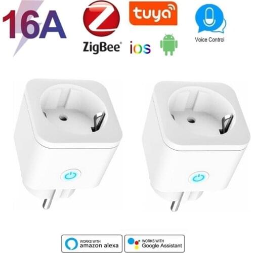 Tuya Smart Plug EU 16A Power Monitor Timer Socket APP Remote Voice Control Work With Alexa Google ZigBee Gateway