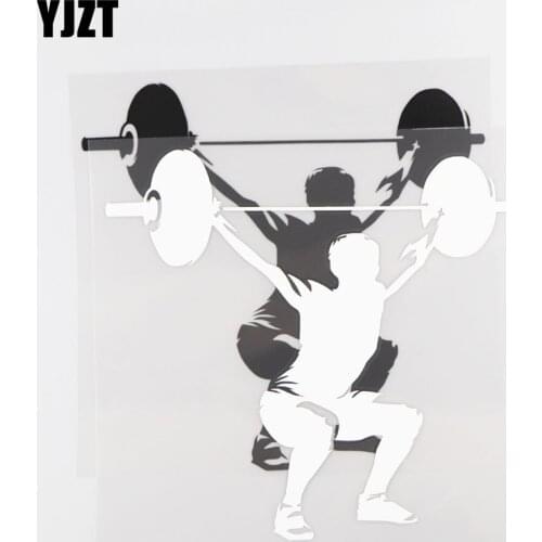 YJZT 17.1×16.7CM Weightlifting Car Stickers Personalized Body Shape Vinyl Decals Black/Silver 20A-0054