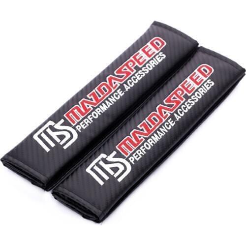 Embroidery for MAZDASPEED MS emblem Car carbon fiber style seat belt cover shoulder pad for mazda 3 6 cx5 rx7 rx8 accessories