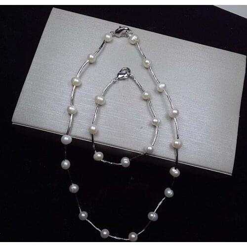 Natural Pearl Jewelry Sets,Handmade Real Pearl Jewelry Sets Wedding Gift Fashion Bracelet Necklace For Women