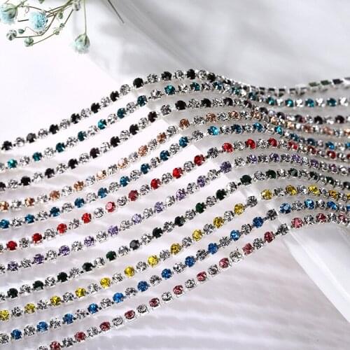 10Meter Rhinestone Silver Plated Flatback Ribbon Metal Claw Chain Trim For Sewing Wedding Dress Hair Clip Cap Shoes Craft Diy