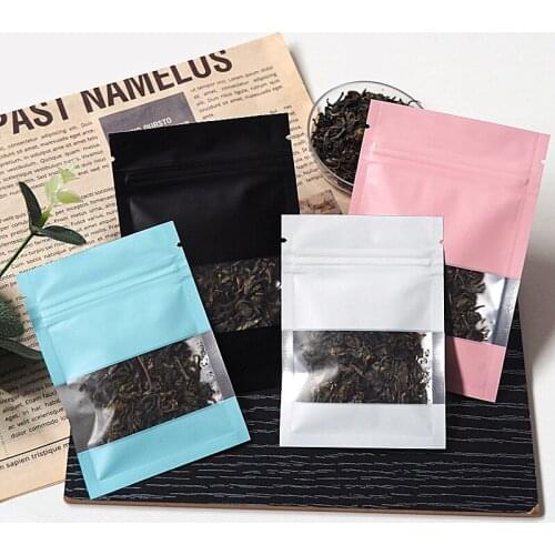 100pcs/Lot Flat Aluminum Foil Window Zip Lock Bag Heat Sealing Jewelry Trinkets Headband Eye Shadow Nail Sticker Package Pouches