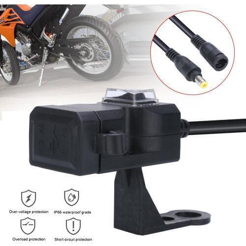 12-24V Waterproof Dual USB Ports Motorcycle Handlebar Charger Adapter Power Supply Socket for Mobile Phone