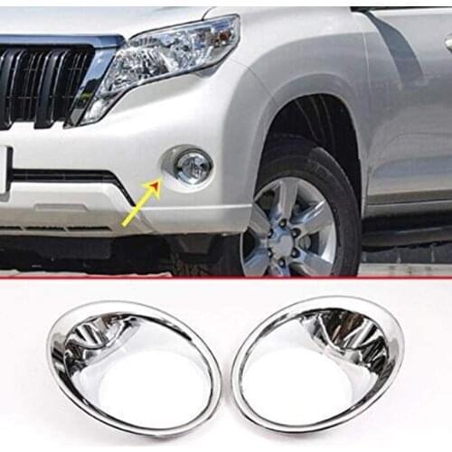 2Pcs ABS Chrome Exterior Tail Front Fog Light Cover Trims Decoration for Toyota Prado FJ150 2014