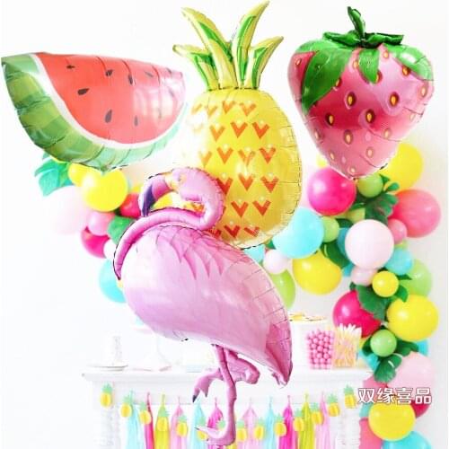 24pcs/lot Flamingo Foil Balloons Hawaiian Tropical Luau Party Supplies Jumbo Super Fruit Pineapple Summer Party Birthday Decor