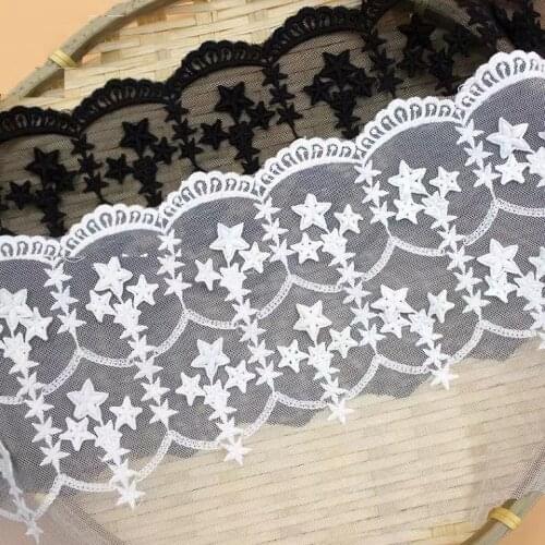 3D Hydrotropic Gauze Star Embroidered Lace Trim DIY Clothes Lace Fabric Accessories Width 22cm 3Yds/lot