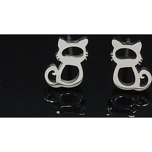 6 pairs Wholesale 2021 Cat Stainless Steel Stud Earrings for Women Silver Color Earring set Jewelry pendientes mujer E612785
