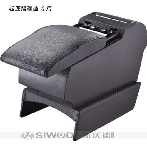 Free Punch Wooden Pu Leather Special Car Armrest Box with 4 USB Hole for KIA Forte Multifunctional Car Center Hand Box