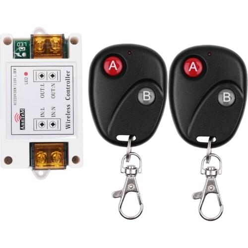 433MHZ Wireless Remote Control Light Switch 40A Relay Output Radio 110V 220V 1 Channel Receiver Module + Black Transmitter
