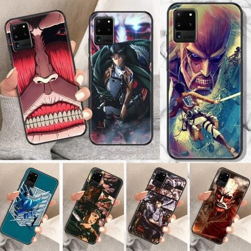 Attack on Titan Anime Phone case For Samsung Galaxy Note 4 8 9 10 20 S8 S9 S10 S10E S20 Plus UITRA Ultra black art cover 3D Etui