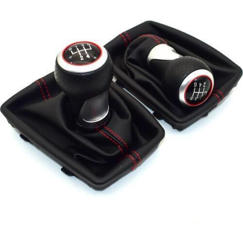Black Red Gear Shift Knob Lever Stick Pen Gaiter Boot Cover For Audi A4 S4 B8 8K A5 8T Q5 8R S Line 2007-2015 Car Accessories