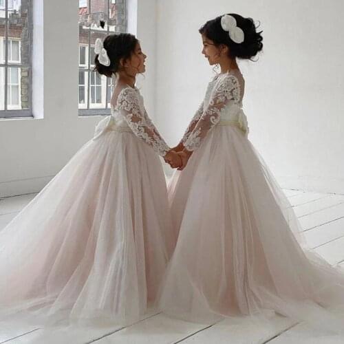 Flower Girl Dresses For Weddings Tulle Ball Gown Sleeveless Fluffy Applique For Little Girls First Communion Party Dresses
