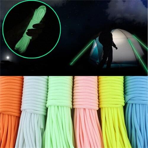 20m Flourescent Colors Tent Cores Rope For Survival Parachute Cord Lanyard Tent Rope For Hiking Camping