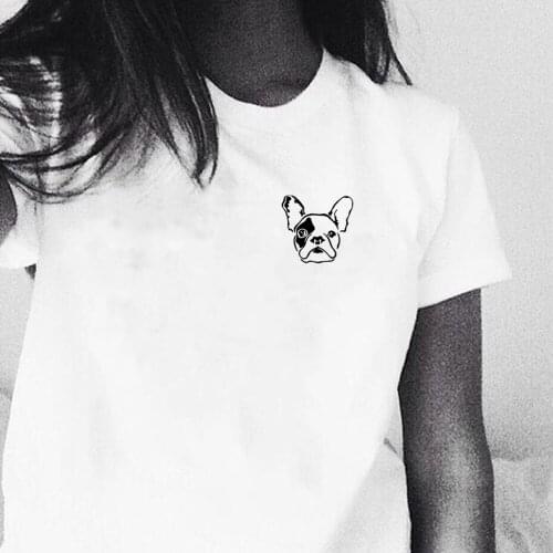 Harajuku French Bulldog print cotton t shirt for women dog lover summer tops graphic tees hispter fashion tshirt ladies gift