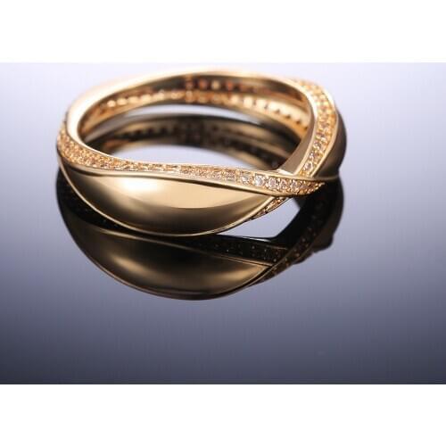 Classic Gold Plated Womens Wedding Ring Fashion Simple OL Lady Ring Jewelry Engagement Ring Zircon Party Ring Jewelry Gifts